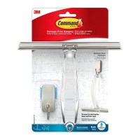 Command Metal Bath Hook and Squeegee BATH32-SS-ES